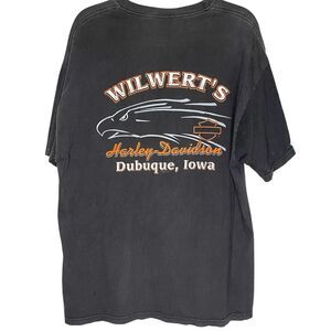 Harley Davidson T Shirt Wilwerts Dubuque Iowa 2001 Short Sleeve Black Size XL